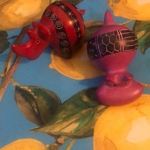 African soapstone carved animals-Rhino and Hippo